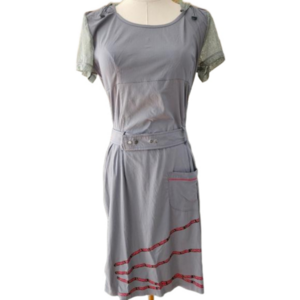 NWT Lorenza Trend Gray Hooded Belted Stetch Lace Contrast Dress-Size 3